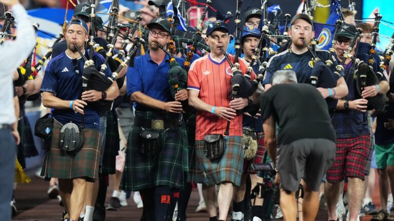 Bagpipes and kilts flood ballpark as Scotland fans turn Marlins game into party