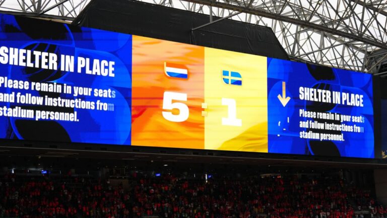 Fans told to shelter in place after Netherlands-Sweden match due to lightning