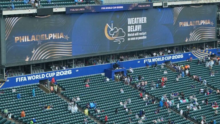 World Cup sees first weather delay as fans cleared from seats at France-Iraq match in Philadelphia