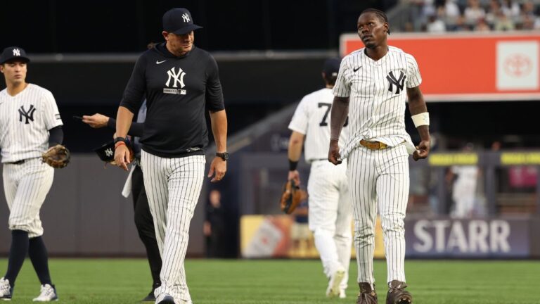 Yankees’ Jazz Chisholm Jr. leaves game after collision with Jasson Dominguez