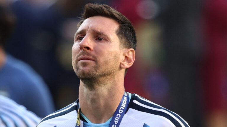 Argentina’s Lionel Messi fights back tears after loss in World Cup final
