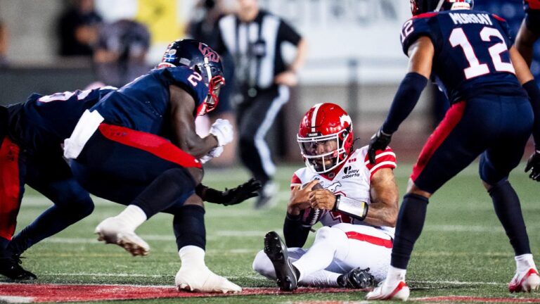 CFL fines Alouettes’ Micah Awe for high hit on Stampeders QB Vernon Adams Jr.