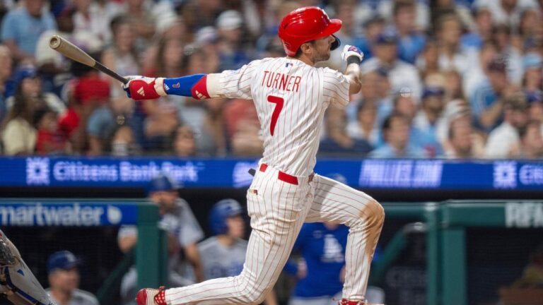Trea Turner hits two homers, drives in five to lead Phillies past Dodgers